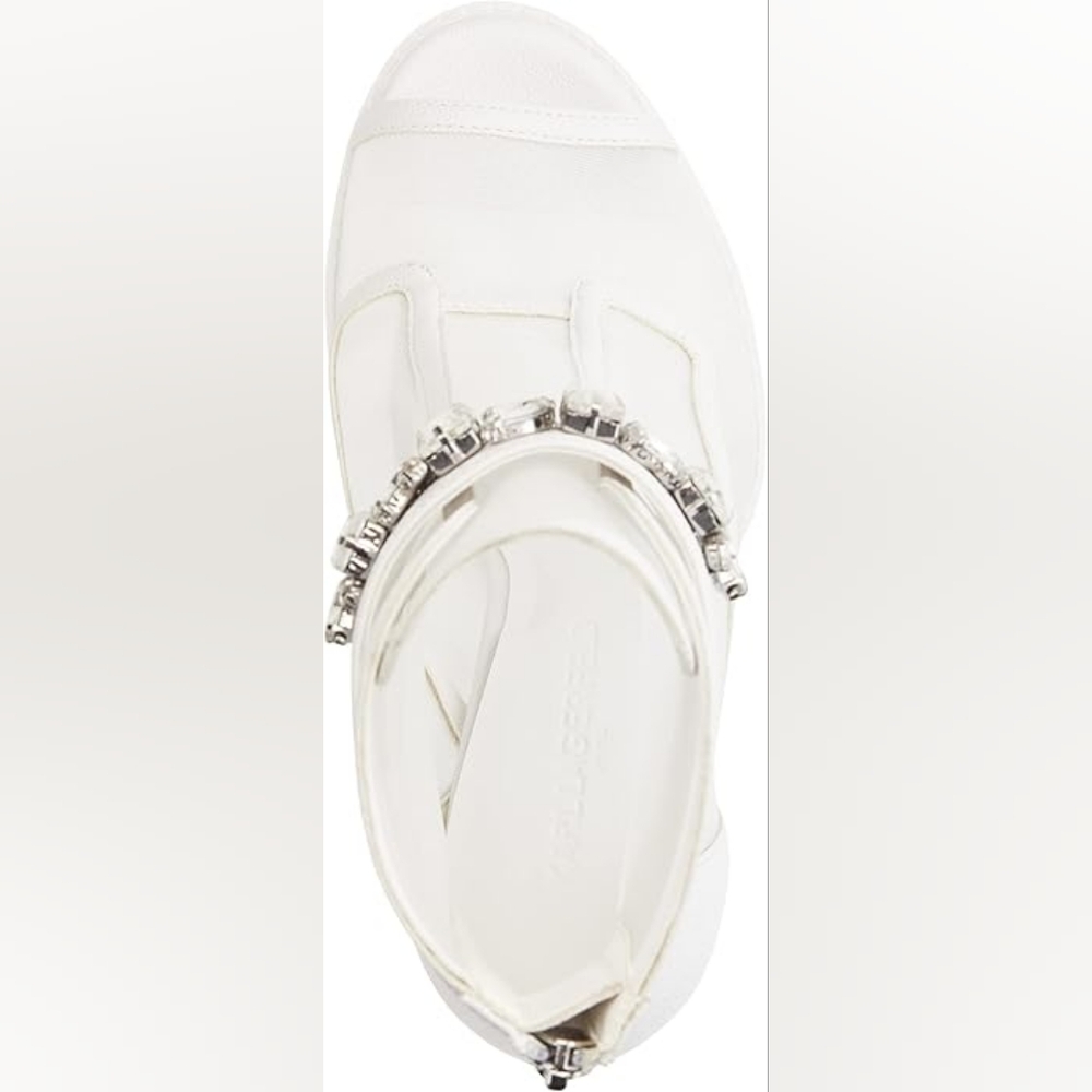 Karl Lagerfeld Paris Women's White Blayze Lug Sole Peep Toe Bootie Size 7 - Picture 4 of 10